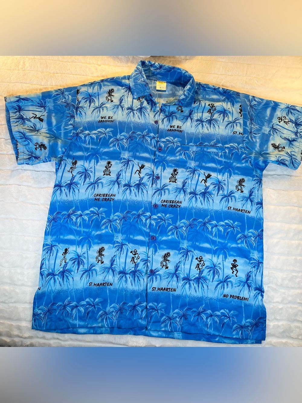 Rima Caribbean Life We Be Jammin Hawaiian Shirt Large St. Maarten Vintage